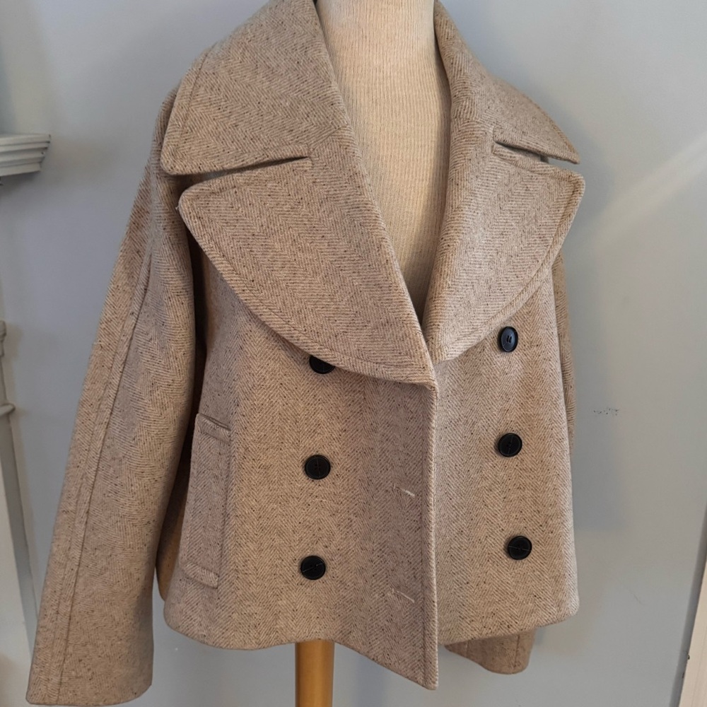 Madewell Oversized Collar Herringbone Prescott NEW NWT in heathered Oatmeal - Picture 11 of 16